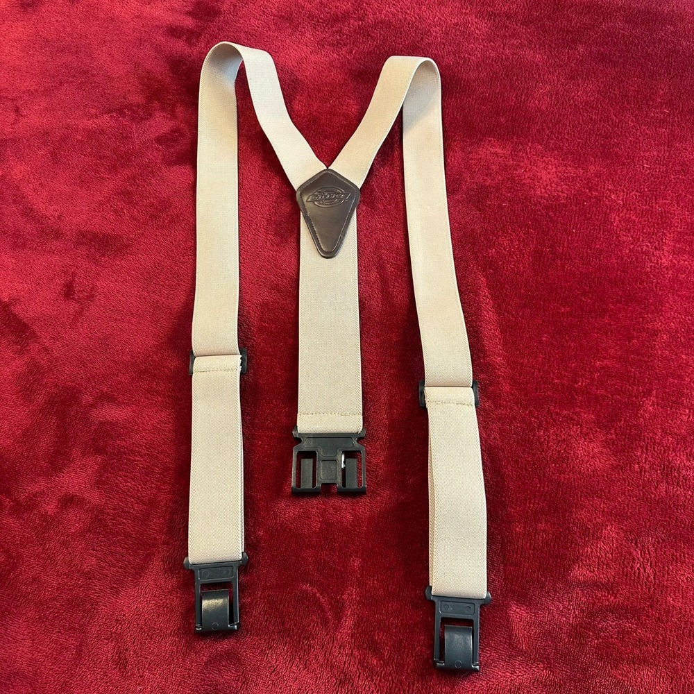 Dickies Mens Perry Y-Back Suspenders Beige Tan Adjustable Belt Hook 21DI5300